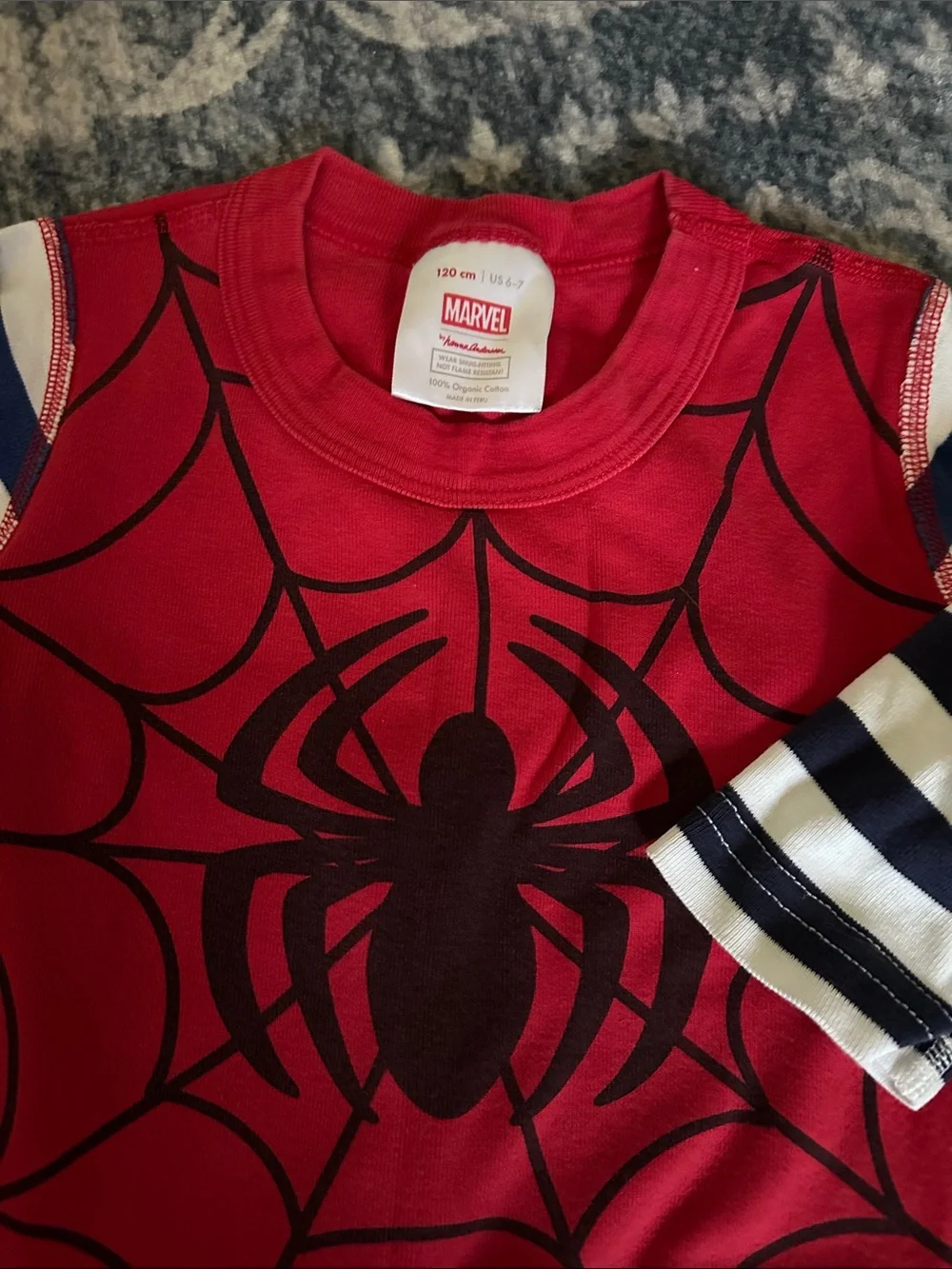Bundle of Marvel Spider-Man and Captain America Striped Pajama Sets - size 6/7